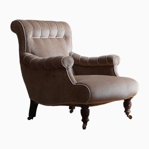 Antique Velvet Armchair in the style of Jas Shoolbred