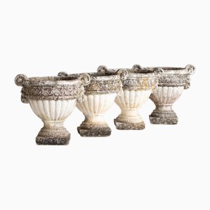 Vintage French Stone Urns, 1950s, Set of 4