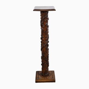 Art Nouveau Oak and Walnut Column, 1900s