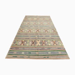 Tapis Kilim Vintage en Coton et Laine