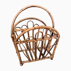 Portariviste In Vimini Naturale - Fatto A Mano In Europa, Design Vintage, Con Manici, Dimensioni 41x29x24/26 Cm, Per Soggiorno, Ufficio