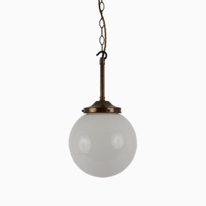 Art Deco Opaline Pendant with Brass