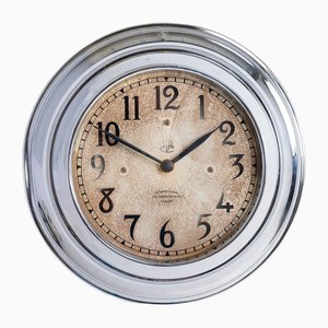 Petite Horloge Murale en Chrome par International Time Recording Co LTD