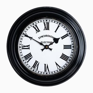 Reloj industrial vintage con esfera de acero esmaltado de Synchronome