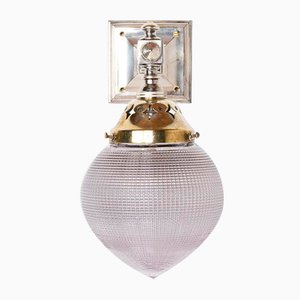 Lilac Tinted Prismatic Acorn Holophane Glass Wall Light