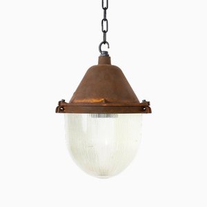 Industrial Pendant Light with Prismatic Glass