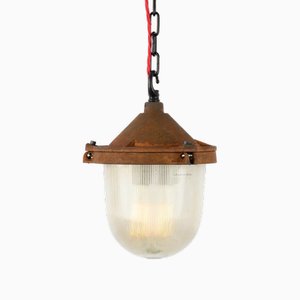 Lampe à Suspension Industrielle avec Verre Prismatique