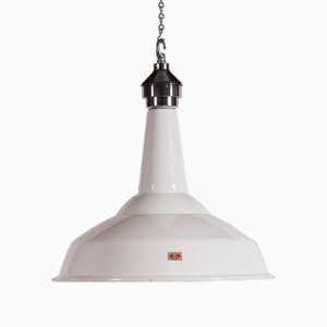 Industrial White Electric Enamel Factory Light from Benjamin