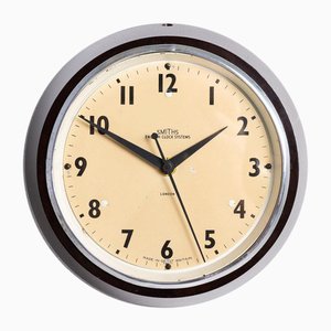 Reloj de fábrica antiguo pequeño de baquelita de Smiths English Clock Systems