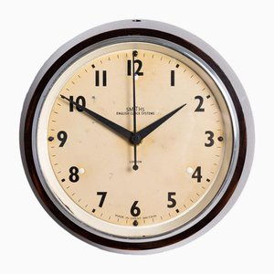 Petite Horloge d'Usine Antique en Bakélite par Smiths English Clock Systems