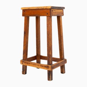 Tabouret de Laboratoire d'École Vintage en Bois