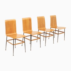 Italian Plywood Dining Chairs by Carlo Ratti, 1950s, Set of 4