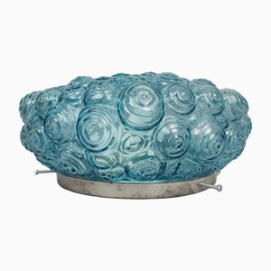 Large Mid-Century Electric Blue Bubble Glass Ceiling Lamp, 1960s
