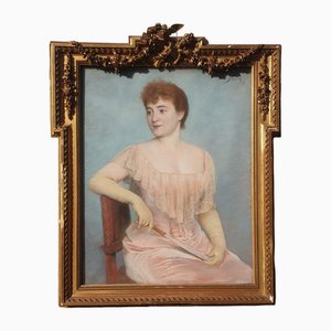 José Frappa, Retrato de mujer joven, pastel, 1892