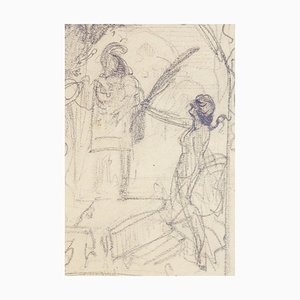 Arthur Kampf, Estudio para una alegoría de la victoria, 1900, Dibujo a lápiz