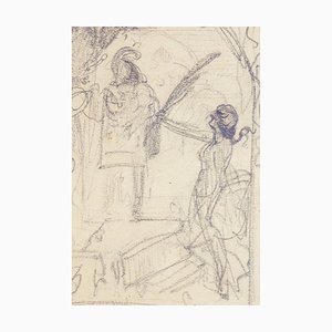 Arthur Kampf, Etude pour une Allégorie de la Victoire, 1900, Dessin au Crayon