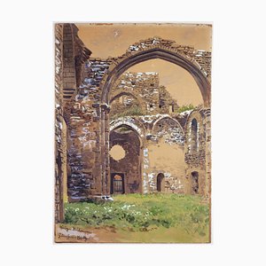 Otto Günther-Naumburg, Die Ruine der St. Clemens Kirche in Visby, Schweden, 1900, Gouache & Ink