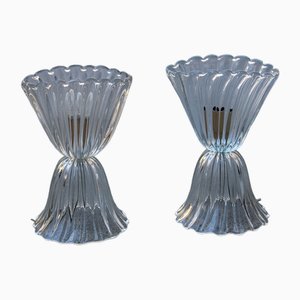 Lámparas de mesa de cristal de Murano atribuidas a Barovier, años 50. Juego de 2