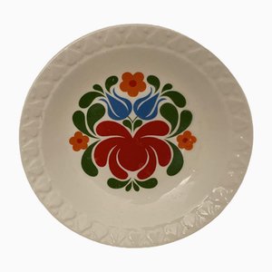 Folk Plate with Hand Painted Flowers, Hungary