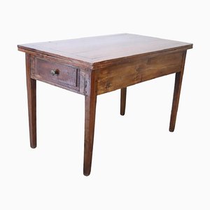 19th Century Italian Kitchen Table with Opening Top in Poplar and Cherry Wood