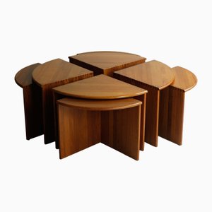 Tavolini da caffè in teak di Juul Kristensen, Danimarca, anni '60, set di 8