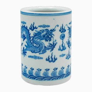 Macetero chino vintage pequeño de cerámica, años 70