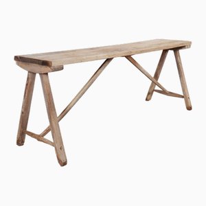 French Oak and Poplar Trestle Table