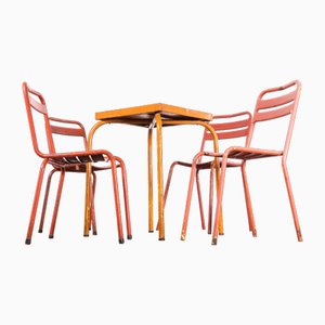 Mesa y sillas francesas de exterior atribuidas a Tolix, años 50. Juego de 5