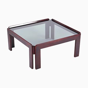 Square Coffee Table with Smoked Glass by Afra & Tobia Scarpa for Carlo Scarpa, Italy, 1960s