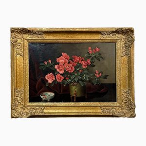 Artista holandés, Jarrón de flores, Finales de 1800, Óleo sobre lienzo, Enmarcado