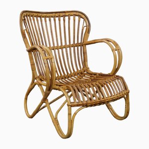 Fauteuil en Rotin, Pays-Bas, 1950s