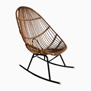 Vintage Italian Bamboo Rocking Chair, 1960s