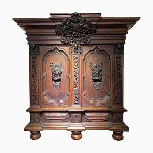 Baroque Monumental Cabinet in Oak, North Germany, 1720s