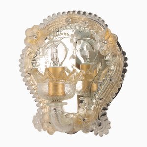 Glas Wandlampe aus Murano Hand Puffed mit Kristall und Gold, Italien