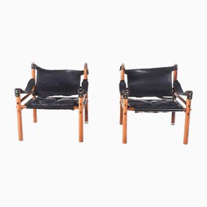 Black Armchairs in Rosewood by Arne Norell, 1960s, Set of 2
