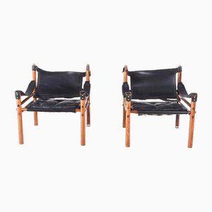 Fauteuils Noirs en Palissandre par Arne Norell, 1960s, Set de 2