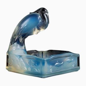 Charles Graffart, Art Deco Tierskulptur, 1930er, Opalisierendes Pressglas