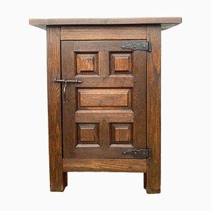 Small Spanish Brutalist Carved Cabinet, 1950s
