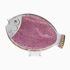 Large Pink Ceramic Fish Vide-Poche by Rometti, Italy, 1960s