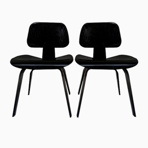 DCW Chairs in Black by Charles & Ray Eames for Herman Miller, 1952, Set of 2