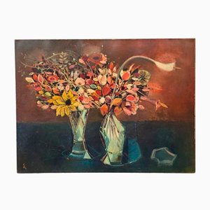 Eugene Biel, Blumenstrauß, 1952, Öl auf Leinwand