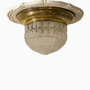 Lampada da soffitto Art Nouveau con globo in vetro di Murano, fine XIX secolo