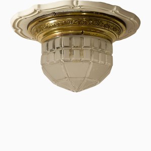 Lámpara de techo modernista con esfera de cristal de Murano, década de 1890