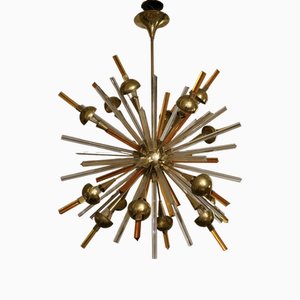 Murano Glass and Brass Chandelier, 1990s
