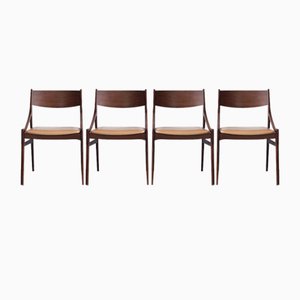 Vintage Danish Rosewood Dining Chairs by Vestervig Erikson, 1960s, Set of 4