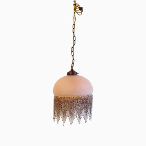 Vintage Suspension in Pink Glass with Bangs of Pearls, 1970s