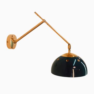Brass Wall Sconce with Blue Dome