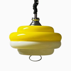 Grande Lampe à Suspension Space Age Jaune, Italie, 1960s