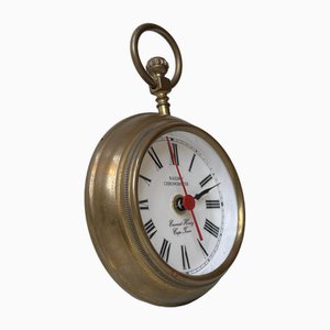 Railway Chronometer Brass Jumbo Wall Clock, 1970s