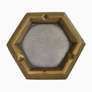 Cendrier Hexagonal Vintage en Laiton Coulé et Aluminium par David Marshall, 1970s